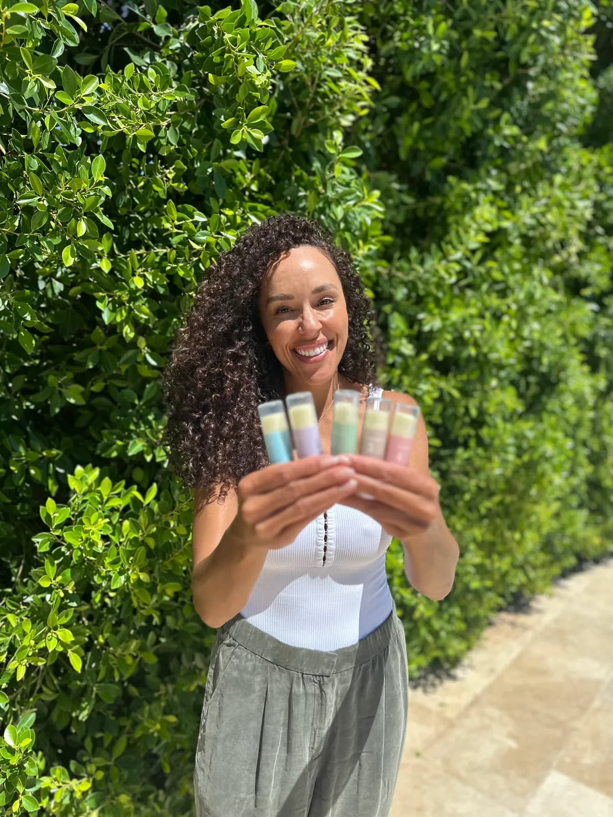 Numbrrrz full organic lip balm collection in natural setting