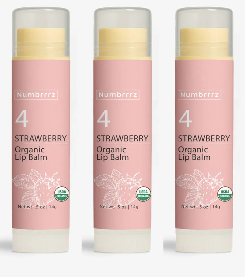 Numbrrrz Strawberry 3-Count Lip Balm